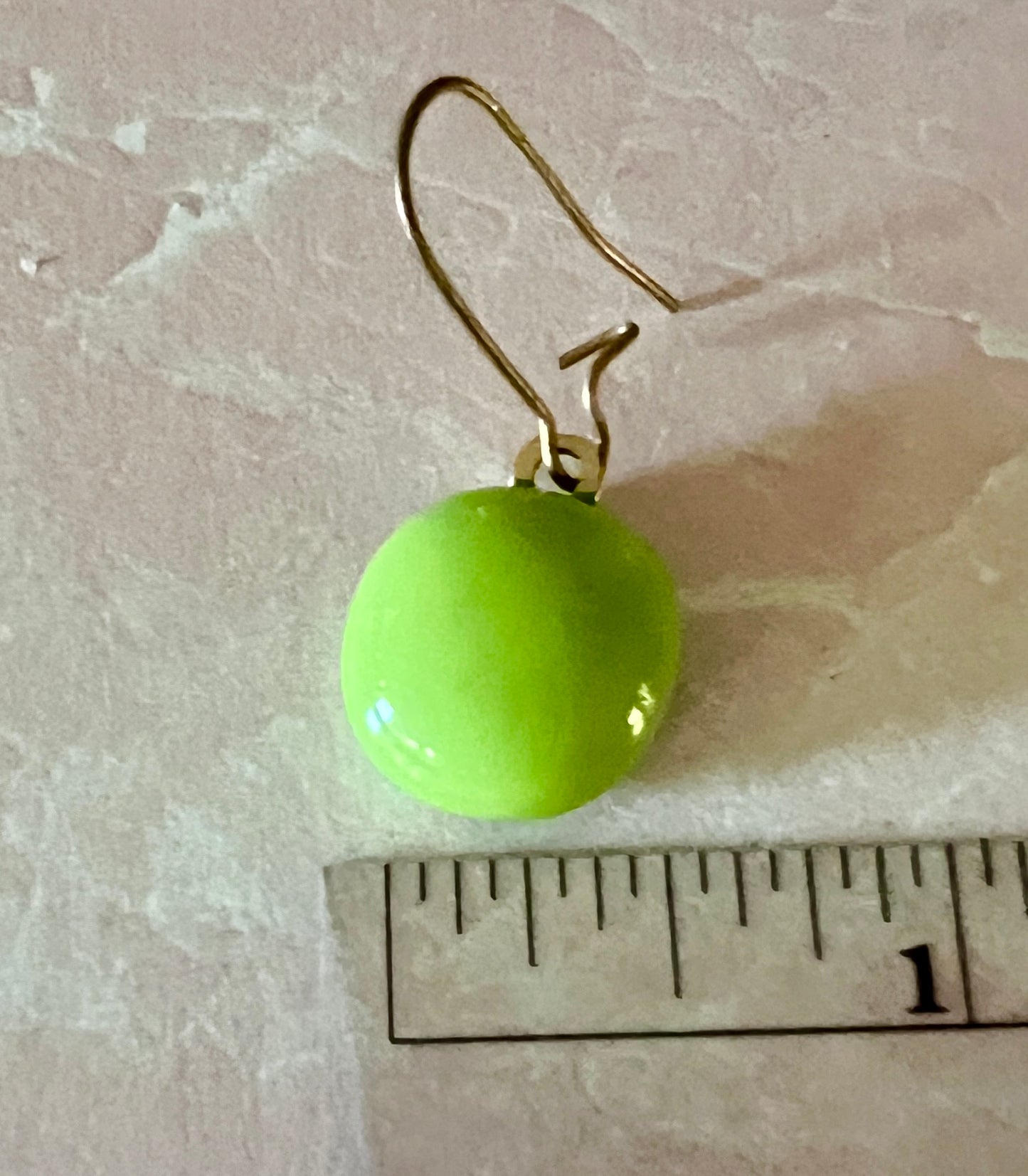 Fused Glass Earrings - Green glass on gold filled kidney ear wires