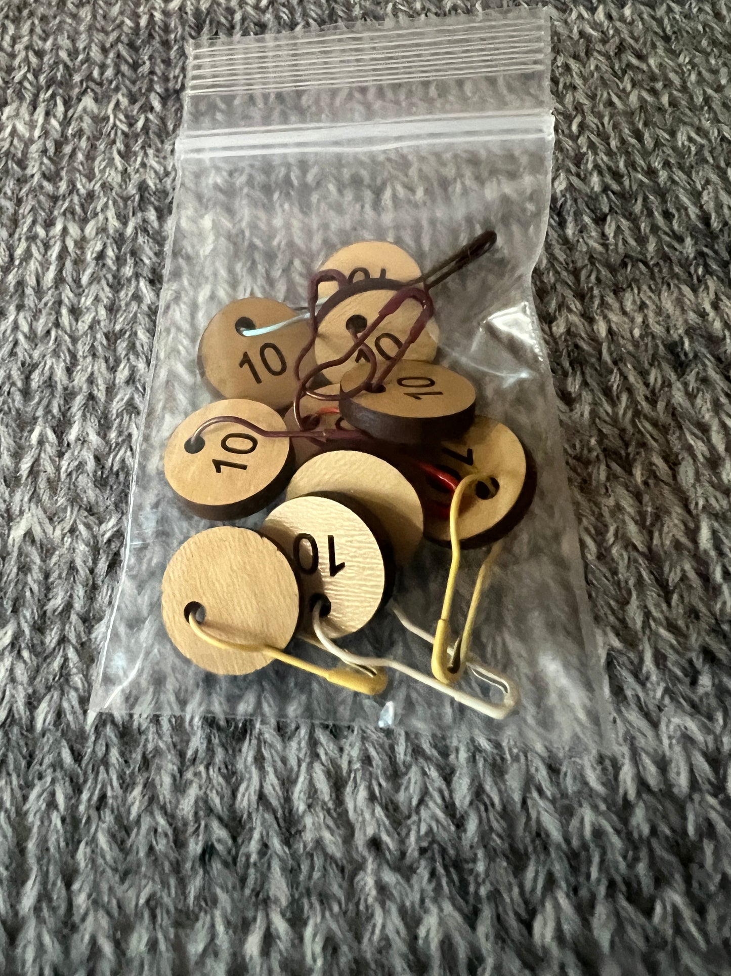 10's - row or stitch markers, set of 10 - wood