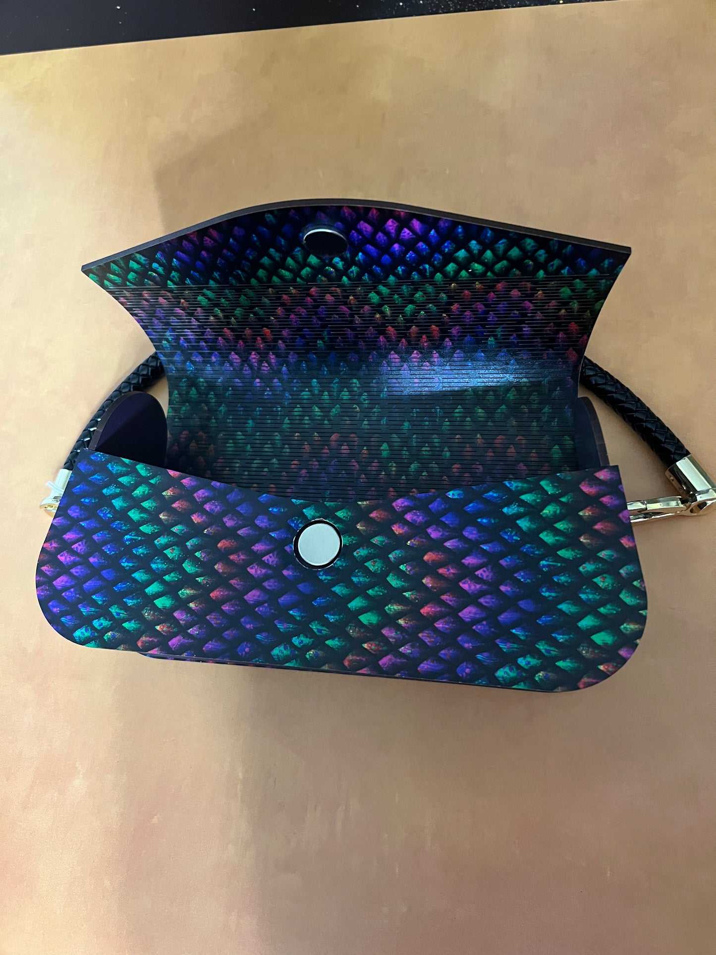 Special Occasion Purse - Angela Style - dragon scale pattern on purple base