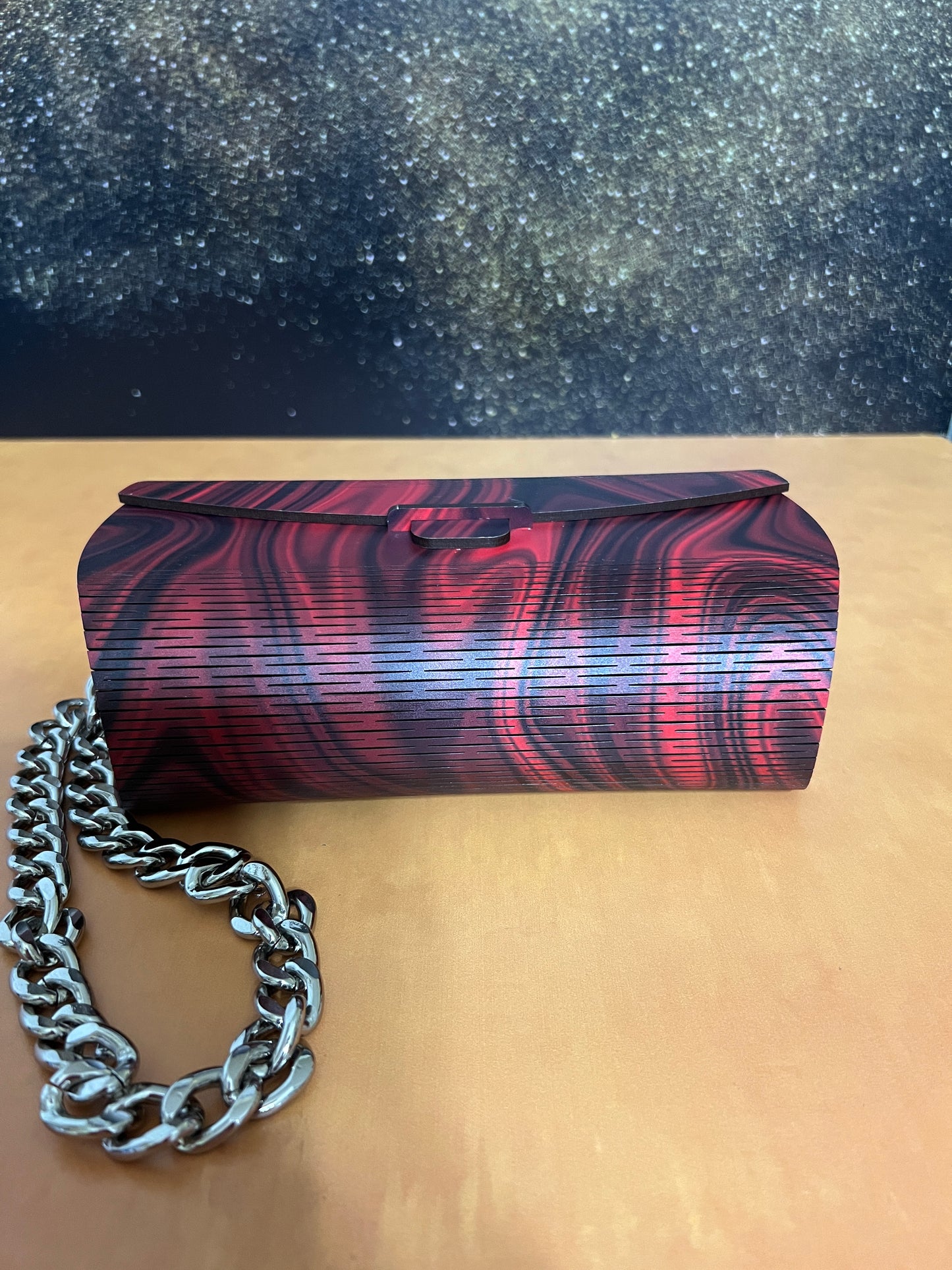 Special Occasion Purse - Clutch style - Red and Black swirl pattern