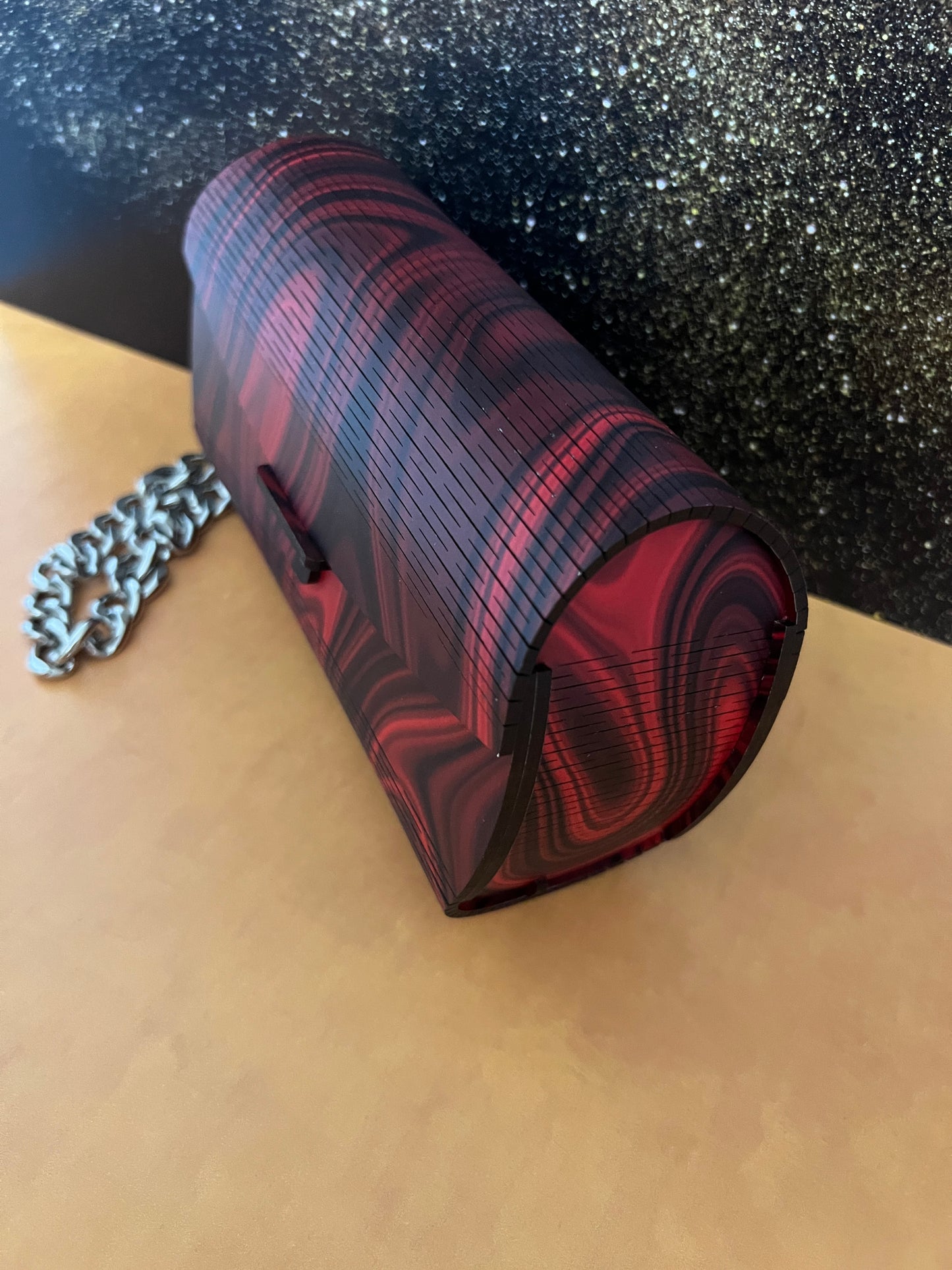 Special Occasion Purse - Clutch style - Red and Black swirl pattern