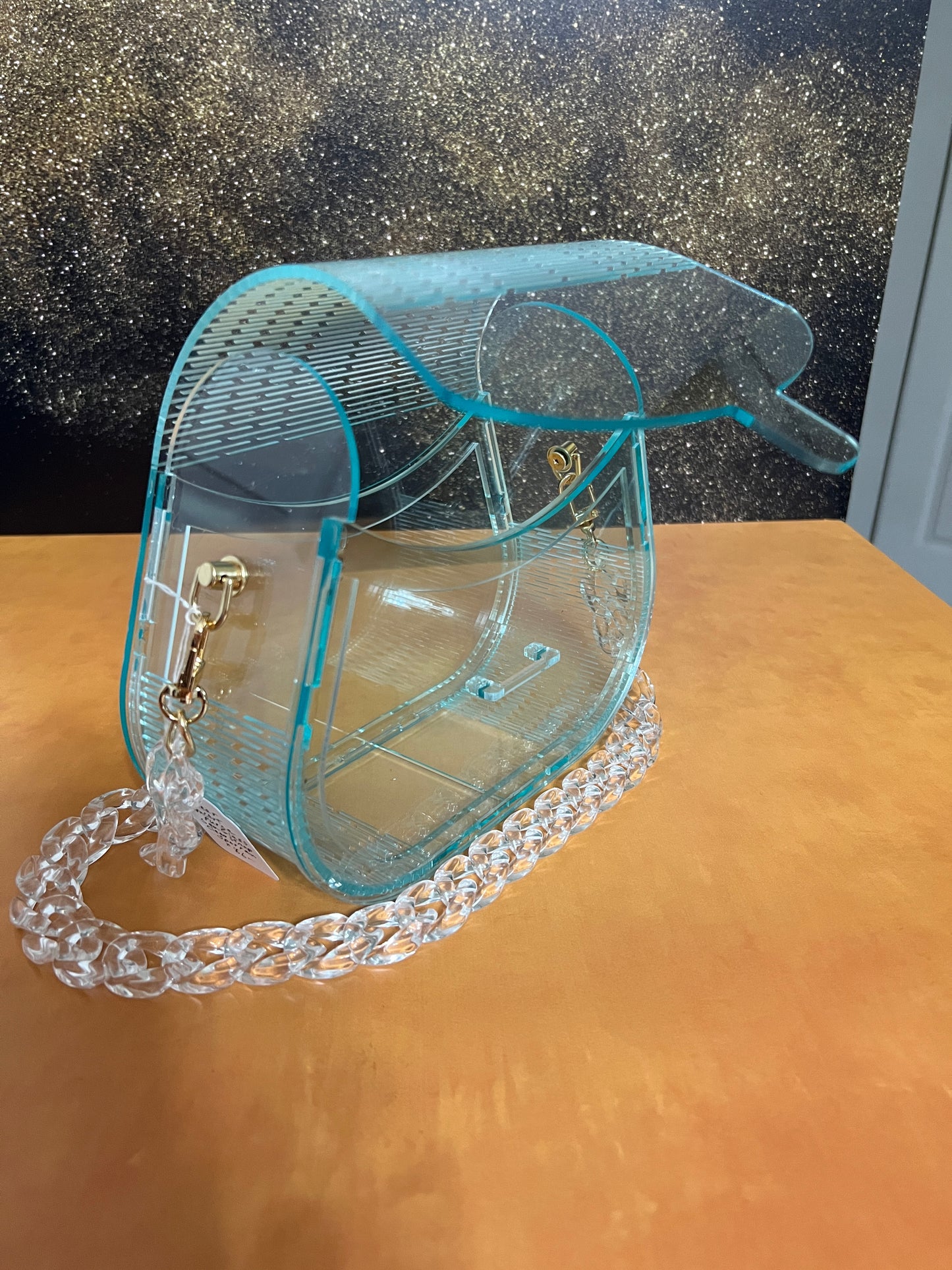 Special Occasion Purse - Sporran Style - Clear Acrylic - Sea Glass Tint