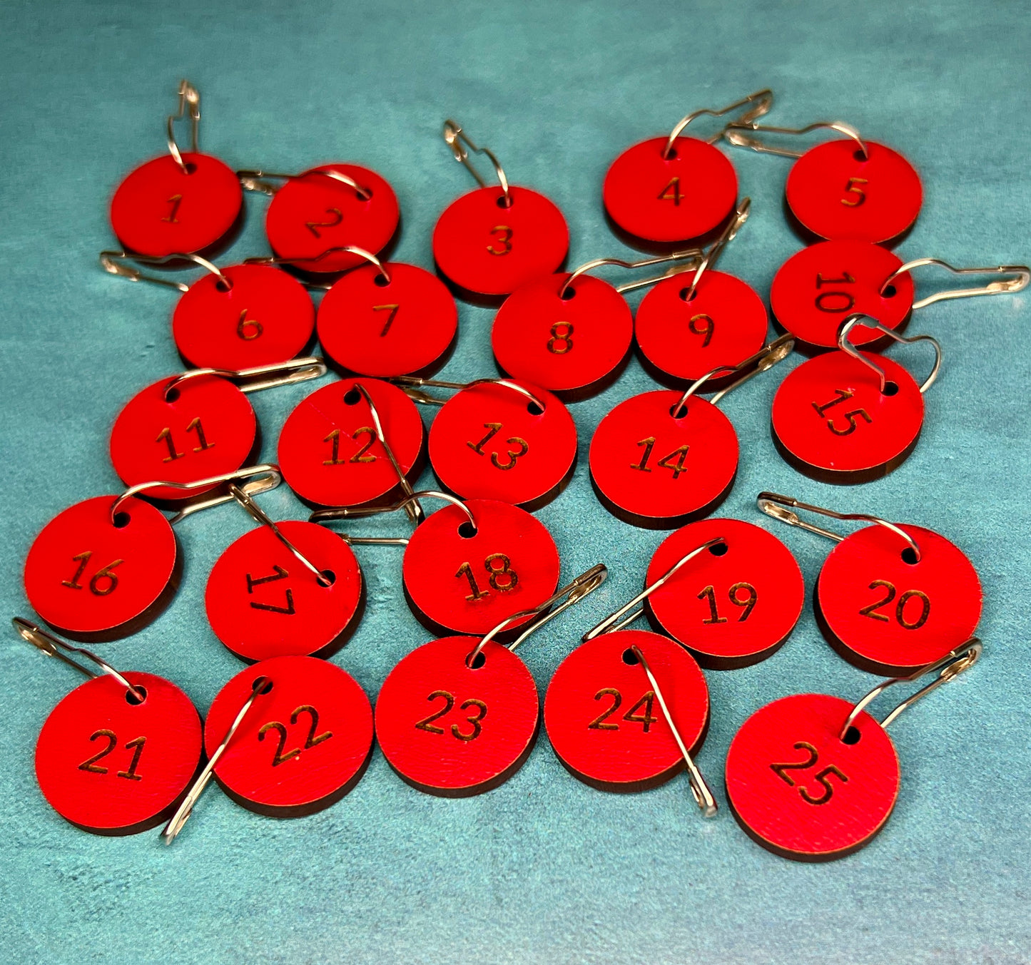 Advent Stitch Marker Set in Red