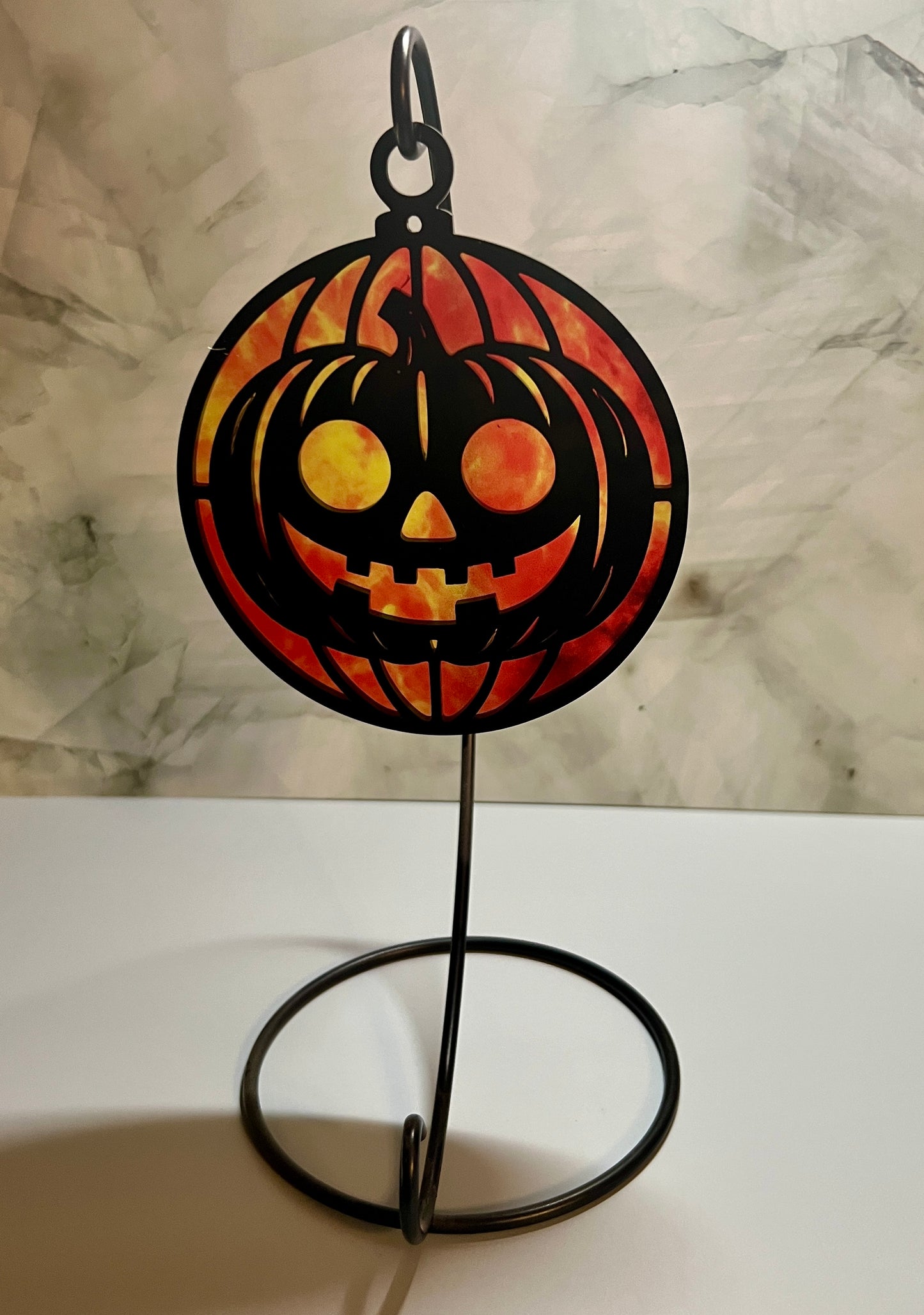 Acrylic Black Spooky Pumpkin Suncatcher/Ornament