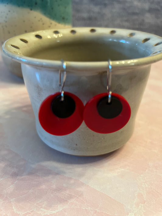 Acrylic Earrings - Red and Black on stainless steel wires