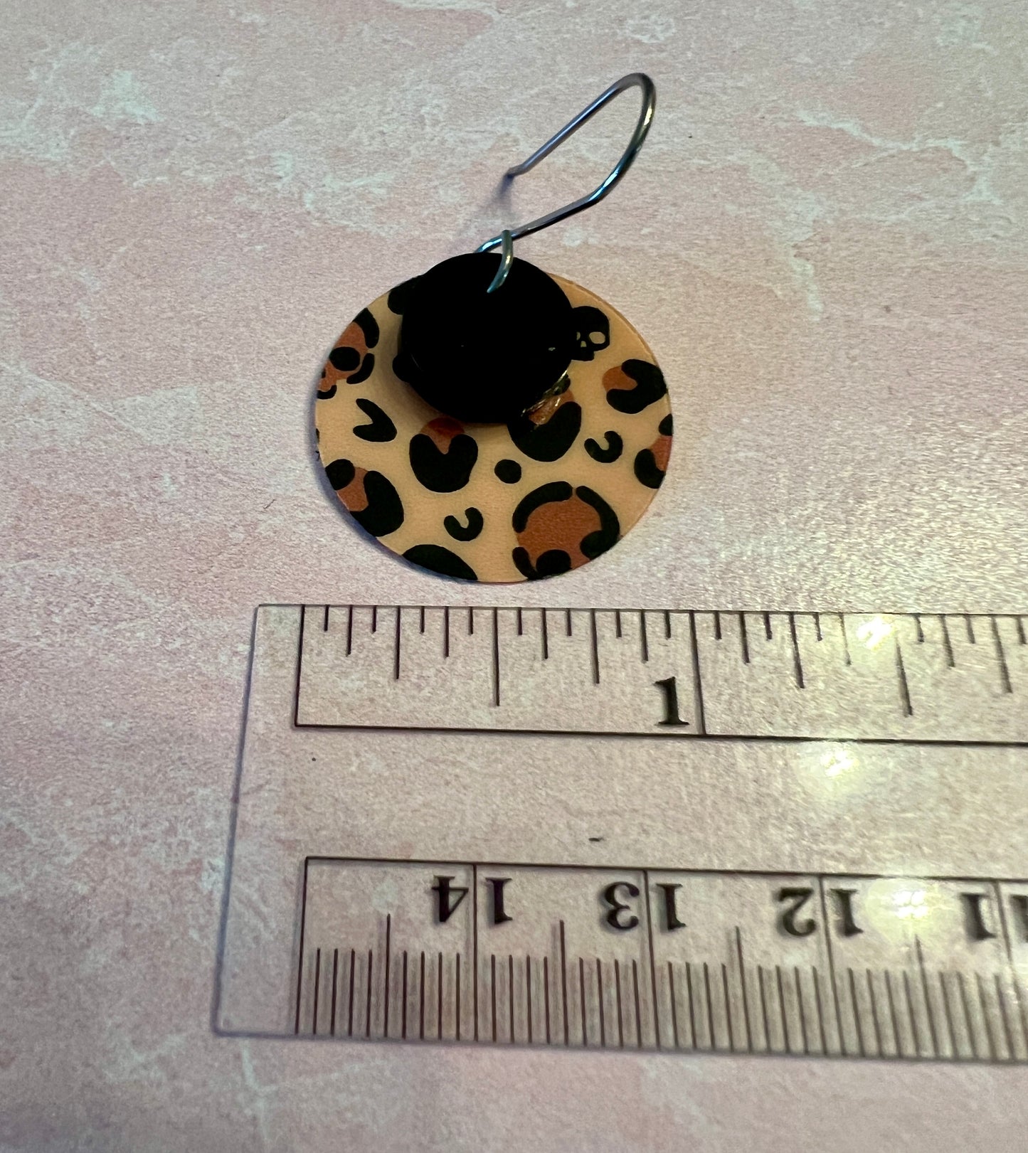 Acrylic Earrings - "leopard" faces and skulls with black circle on stainless steel wires