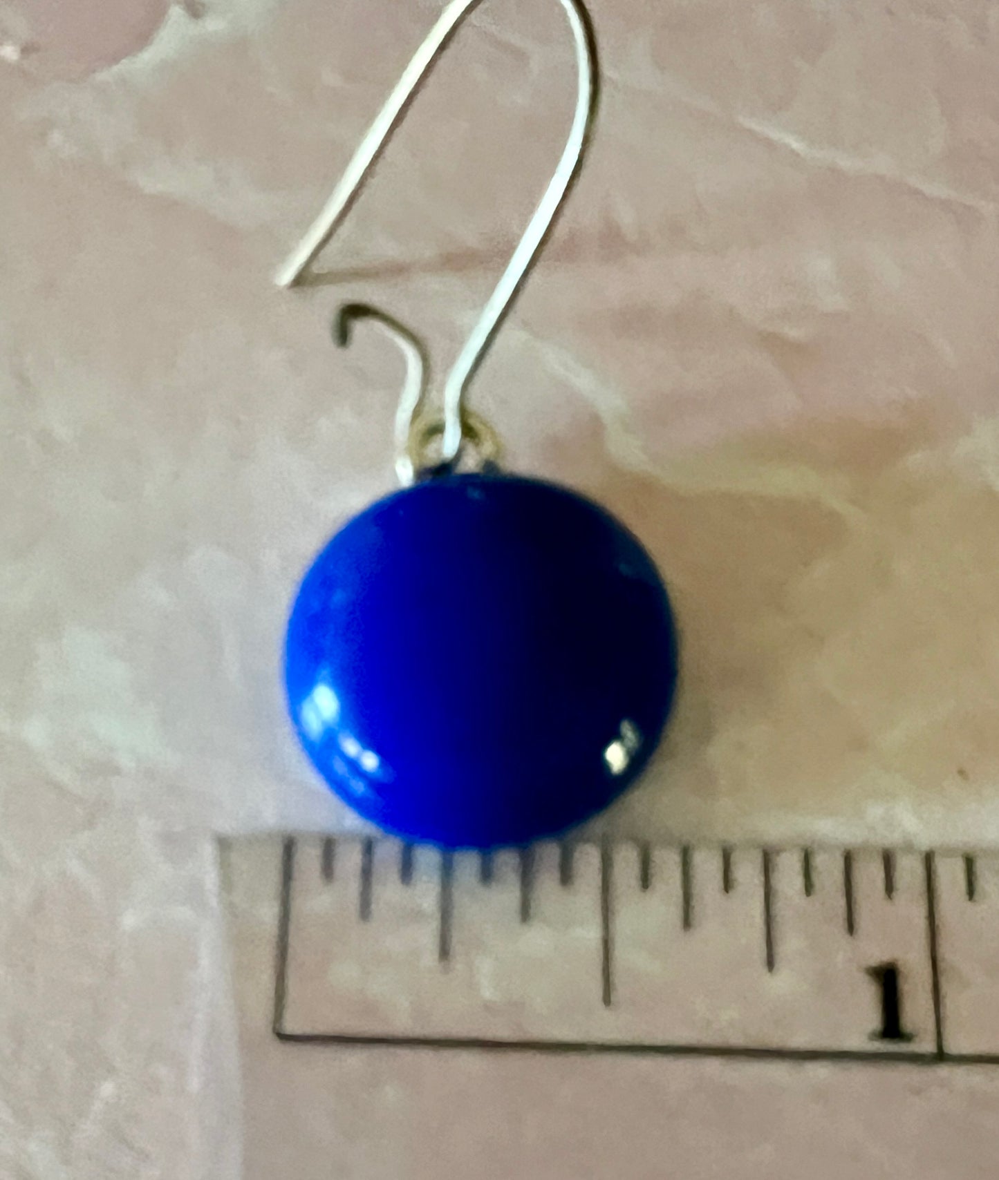 Fused Glass Earrings - Blue glass on silver kidney ear wires