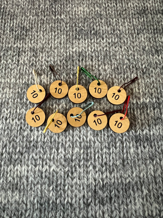 10's  - row or stitch markers, set of 10 - wood