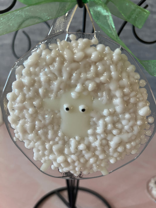 Fused Glass Sheep Ornament - all white