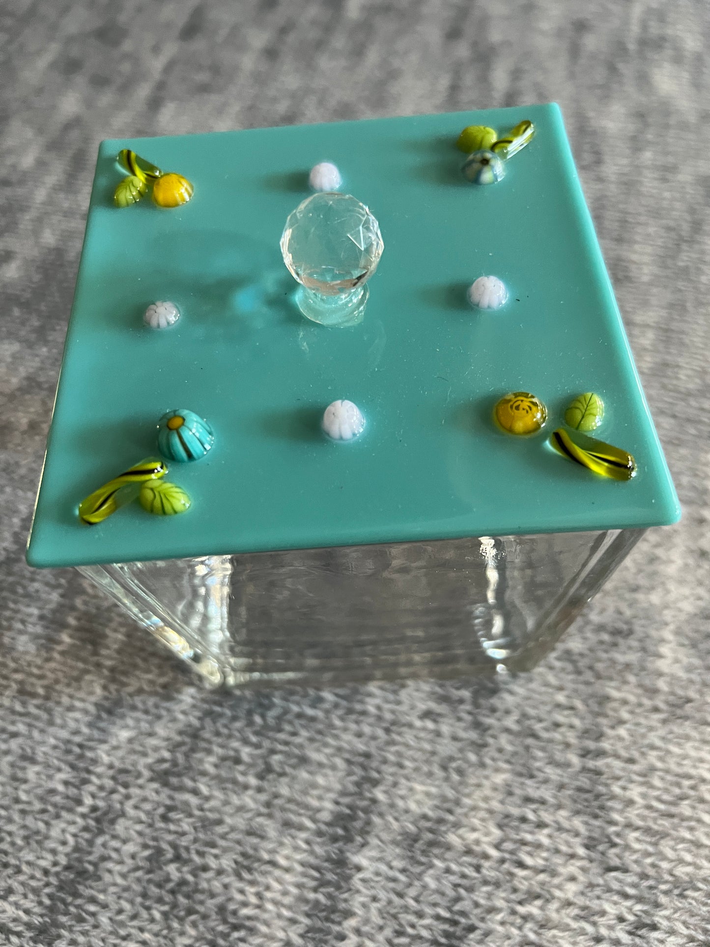 Fused Glass Lid for 4 inch square glass vase (vase not included) click on listed colors to see photos