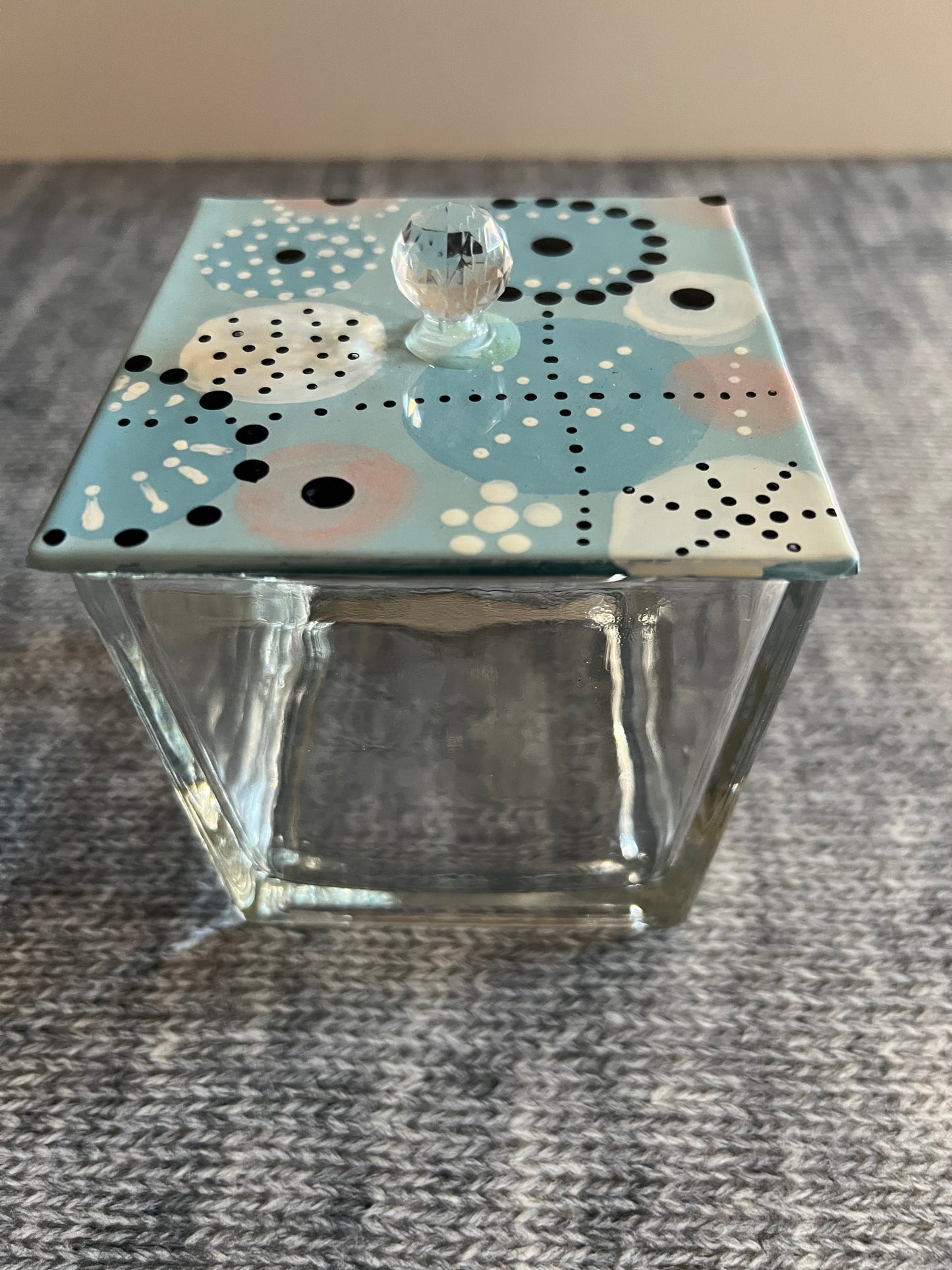 Fused Glass Lid for 4 inch square glass vase (vase not included) click on listed colors to see photos