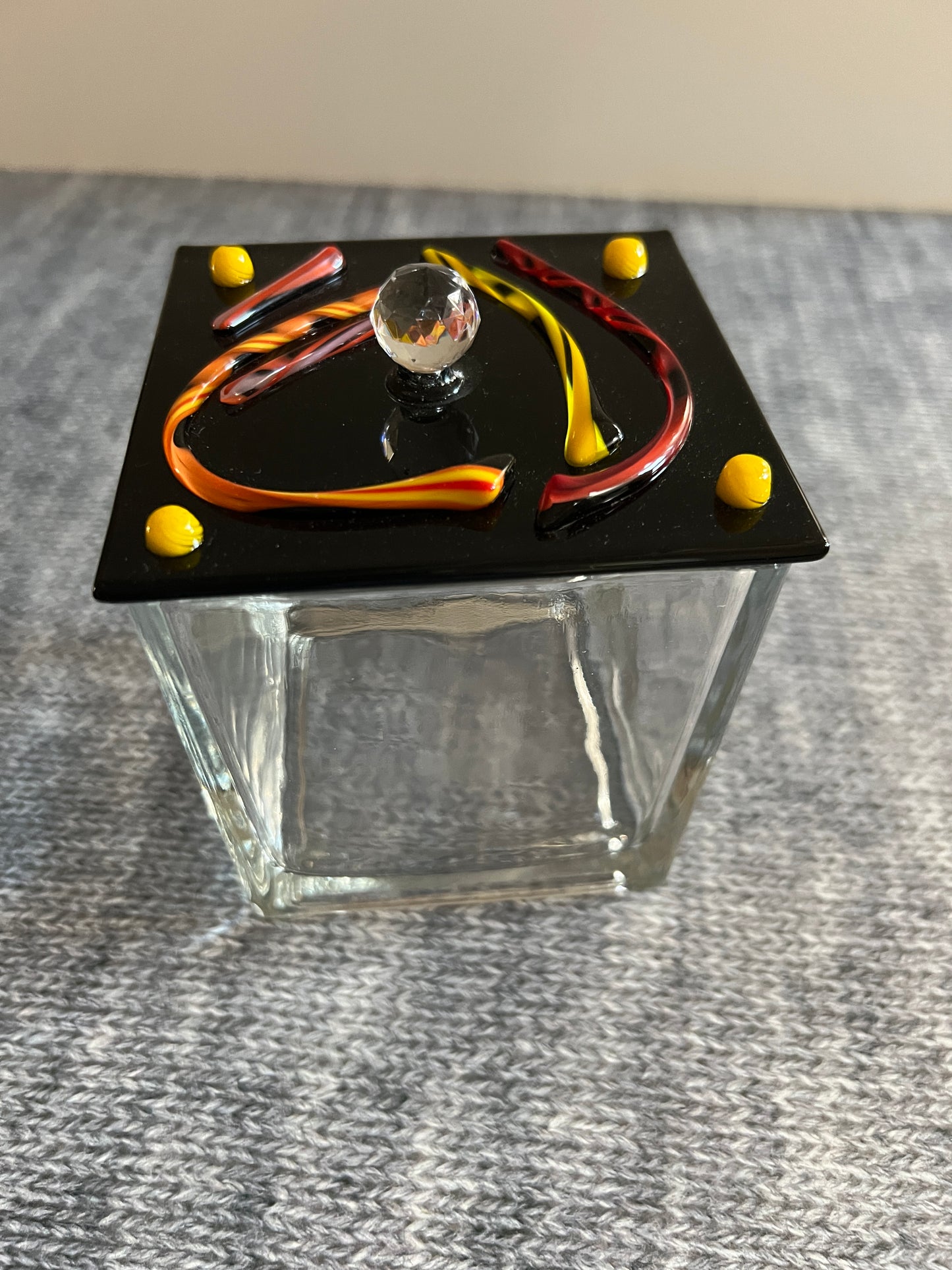 Fused Glass Lid for 4 inch square glass vase (vase not included) click on listed colors to see photos