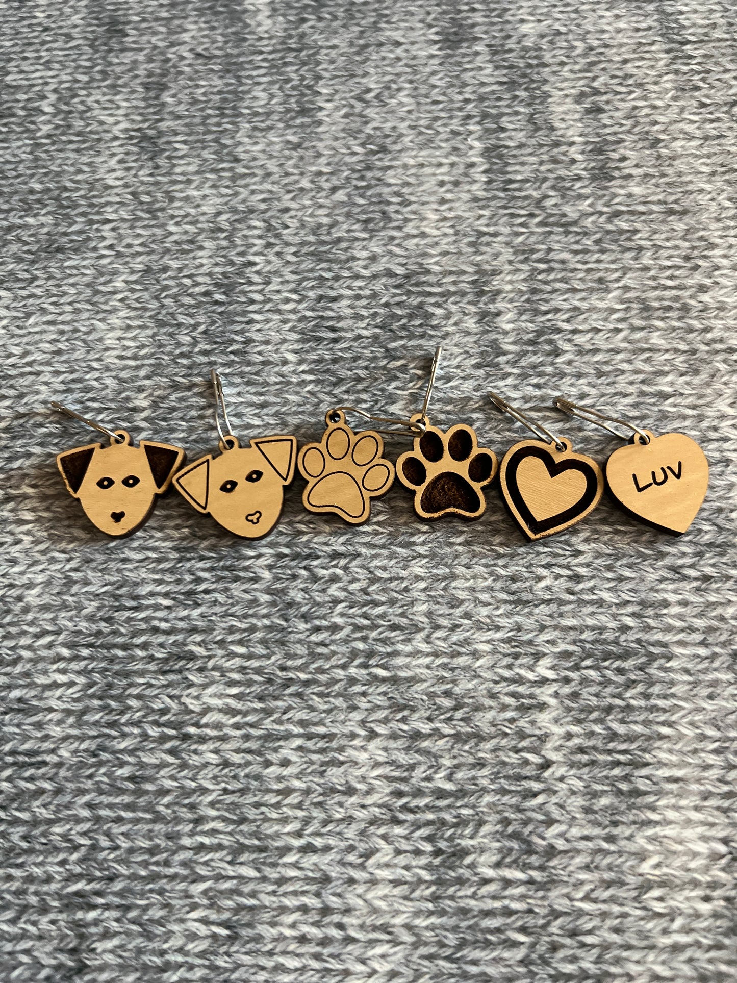 Wood Puppy Love Stitch Marker Set