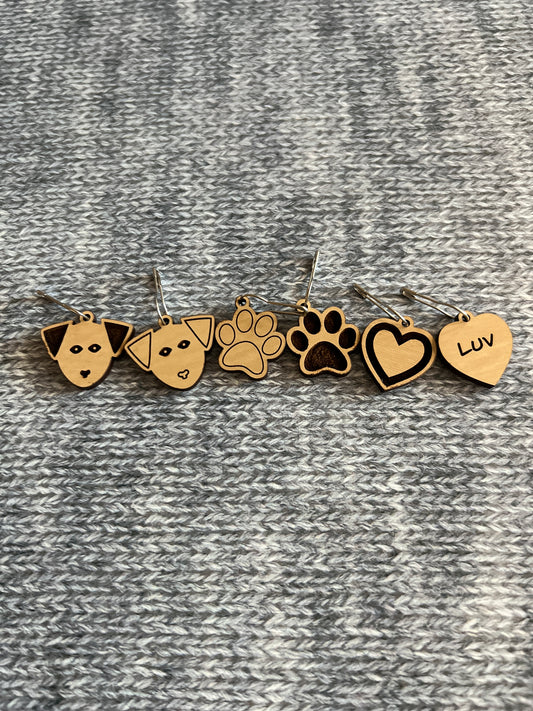 Wood Puppy Love Stitch Marker Set