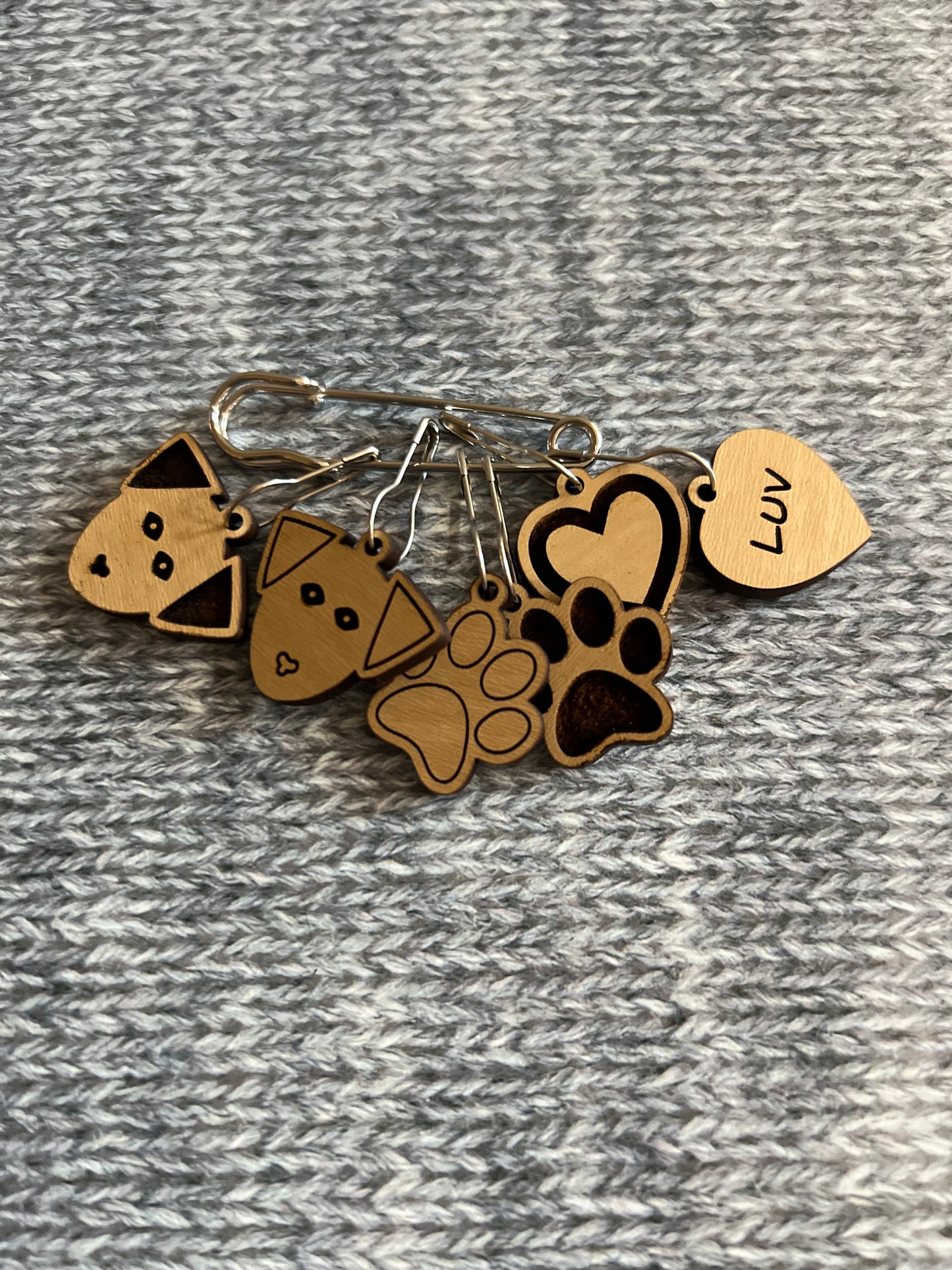 Wood Puppy Love Stitch Marker Set