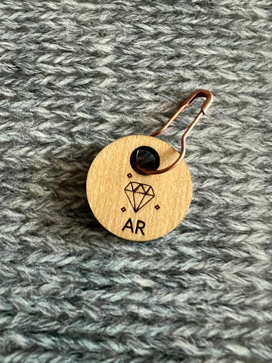 Wood Arkansas Diamond Symbol Stitch Marker Set