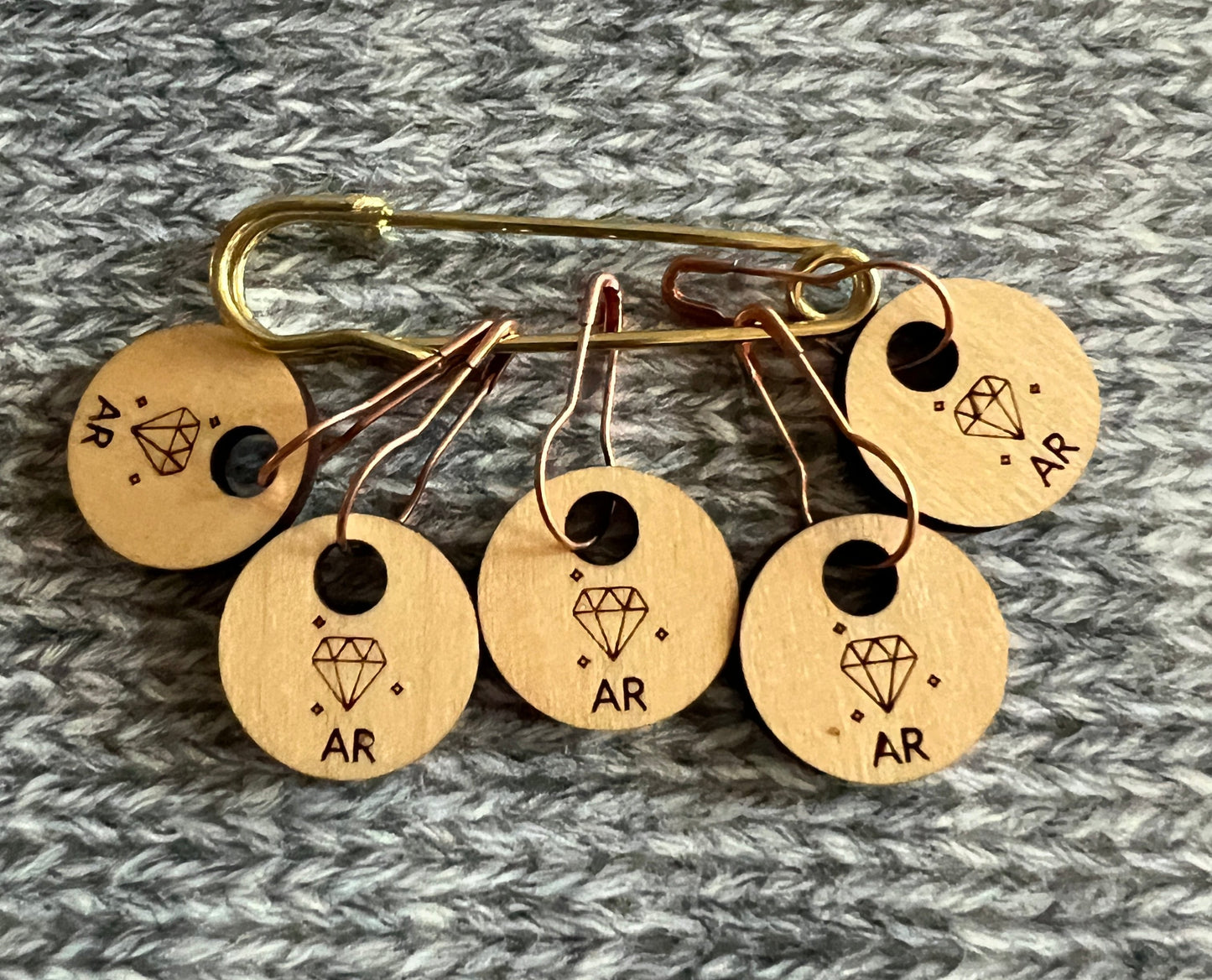 Wood Arkansas Diamond Symbol Stitch Marker Set