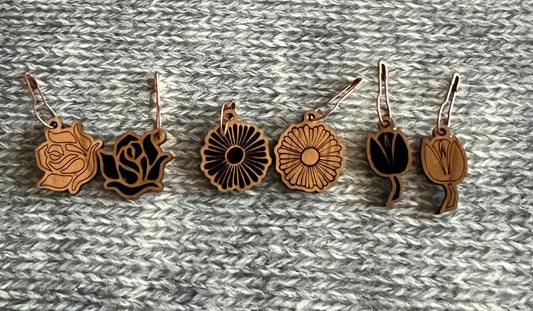 Wood Florals Stitch Marker Set