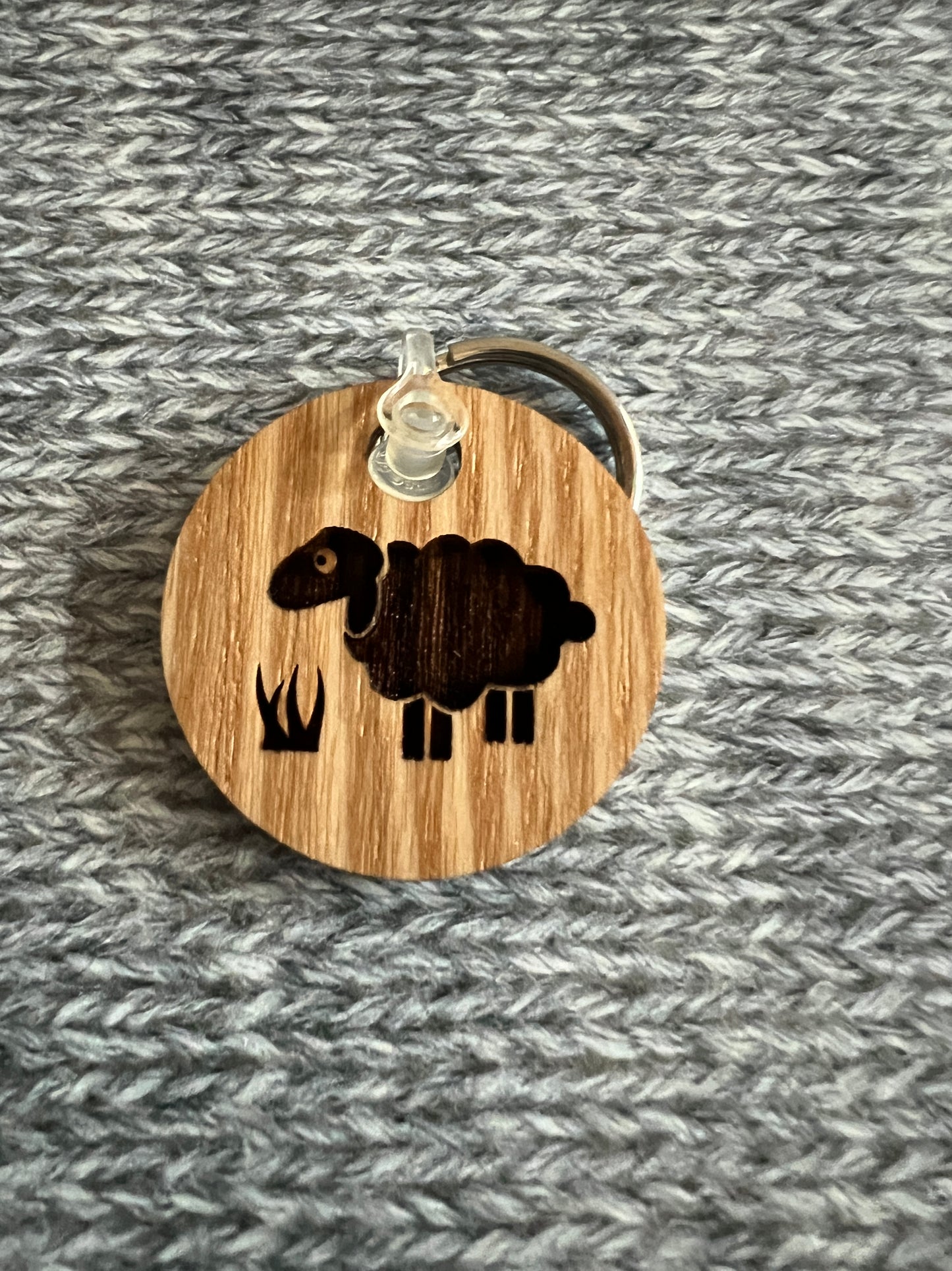 Wood Keychain - laser engraved sheep