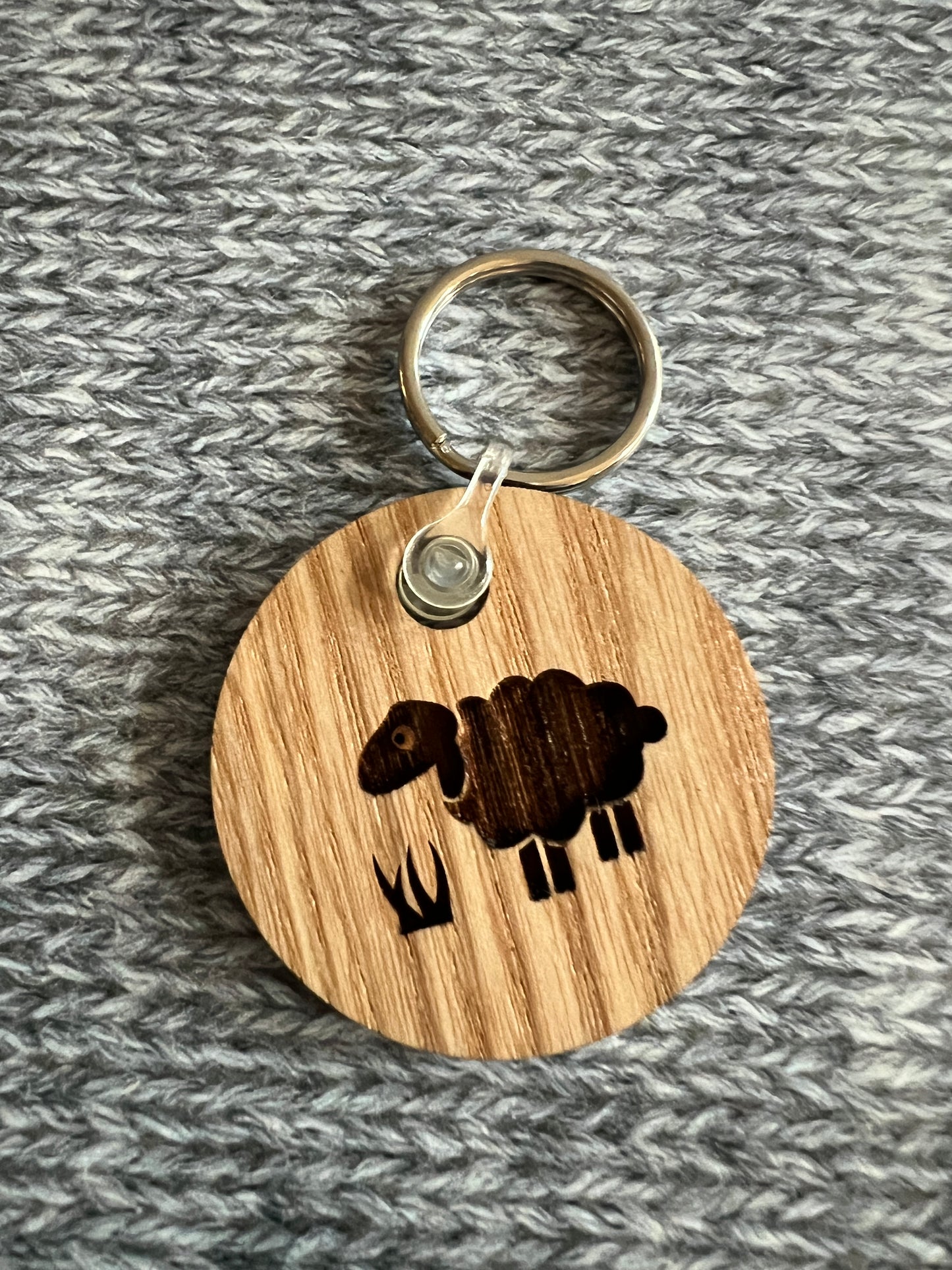 Wood Keychain - laser engraved sheep