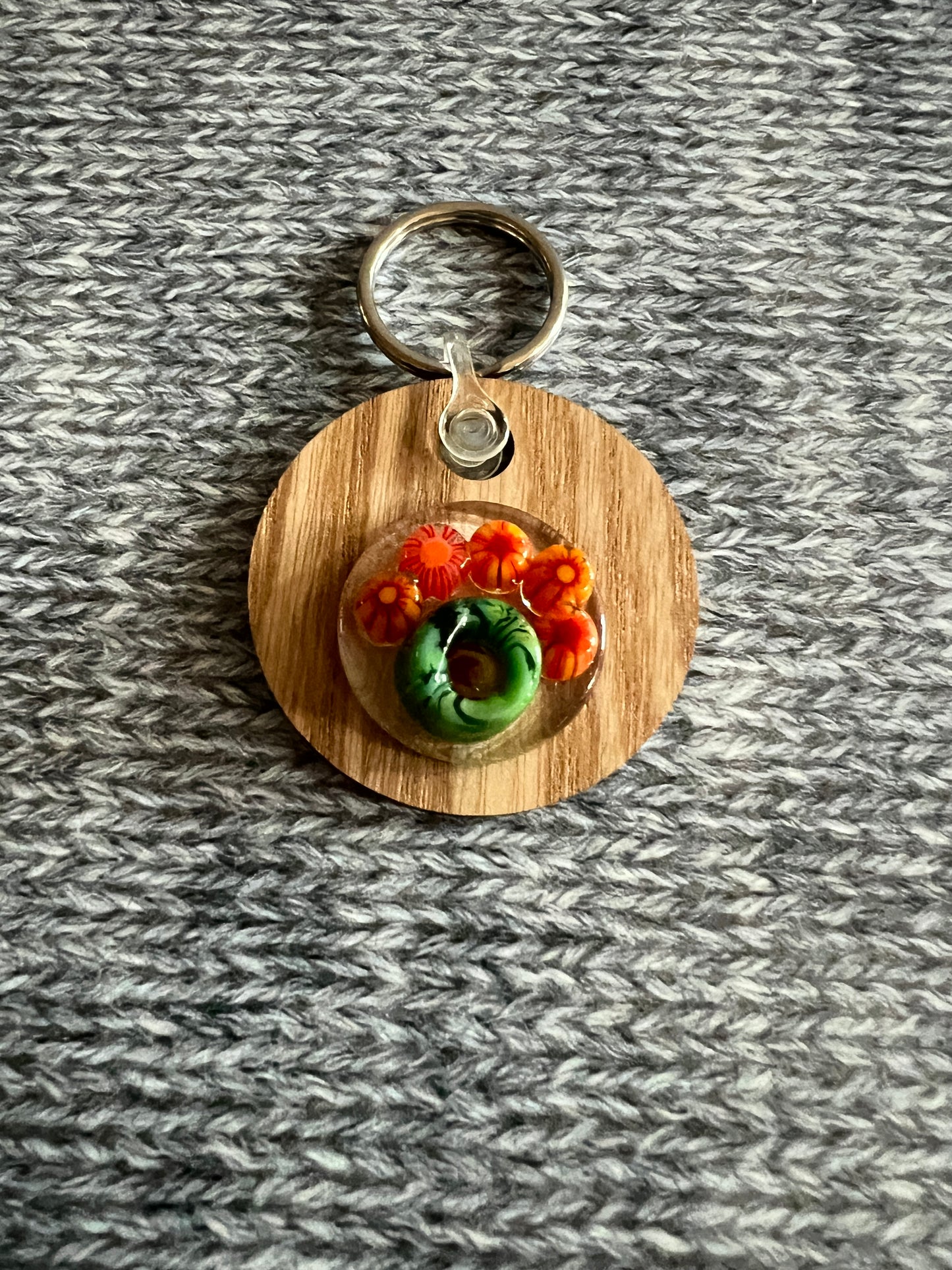 Wood Keychain - Fused Glass Decoration - click listings to see colors