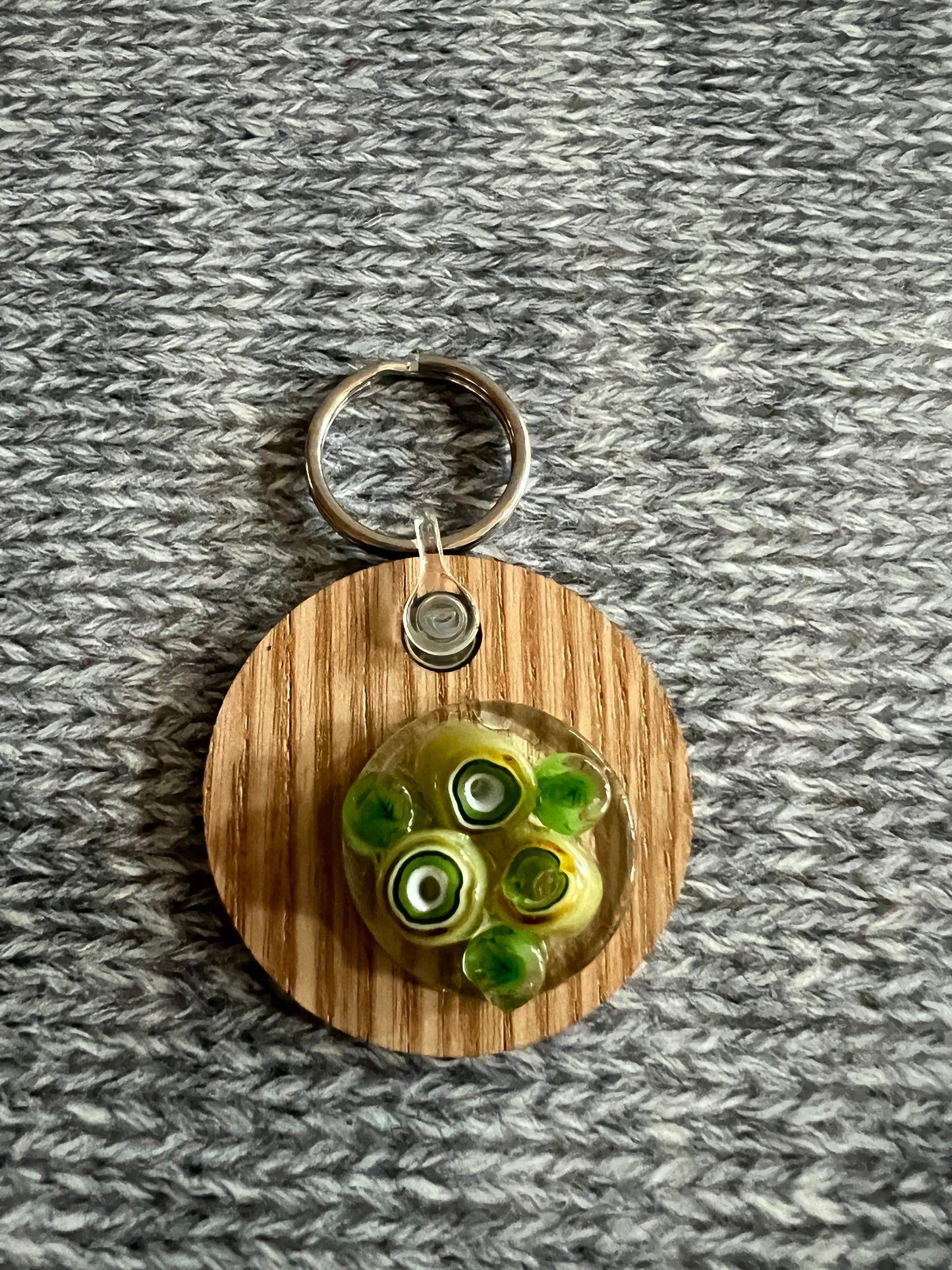 Wood Keychain - Fused Glass Decoration - click listings to see colors