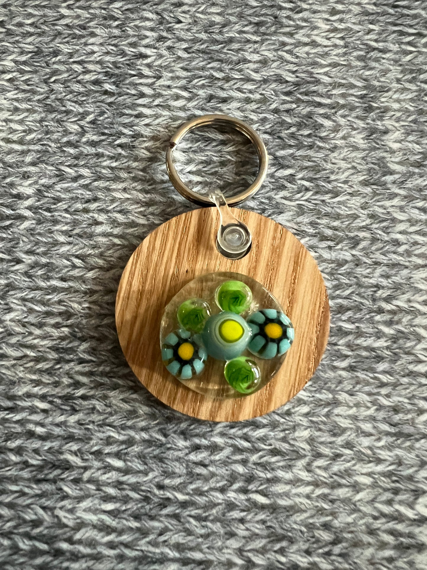 Wood Keychain - Fused Glass Decoration - click listings to see colors