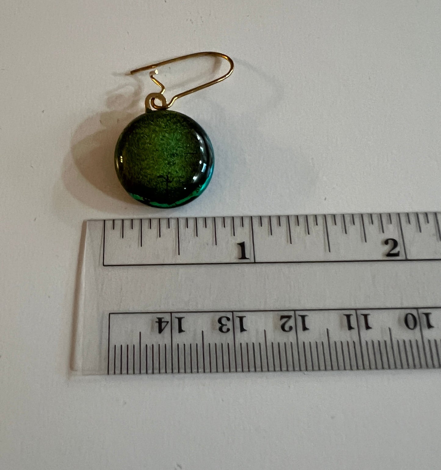 Fused Glass Earrings - Dichroic green