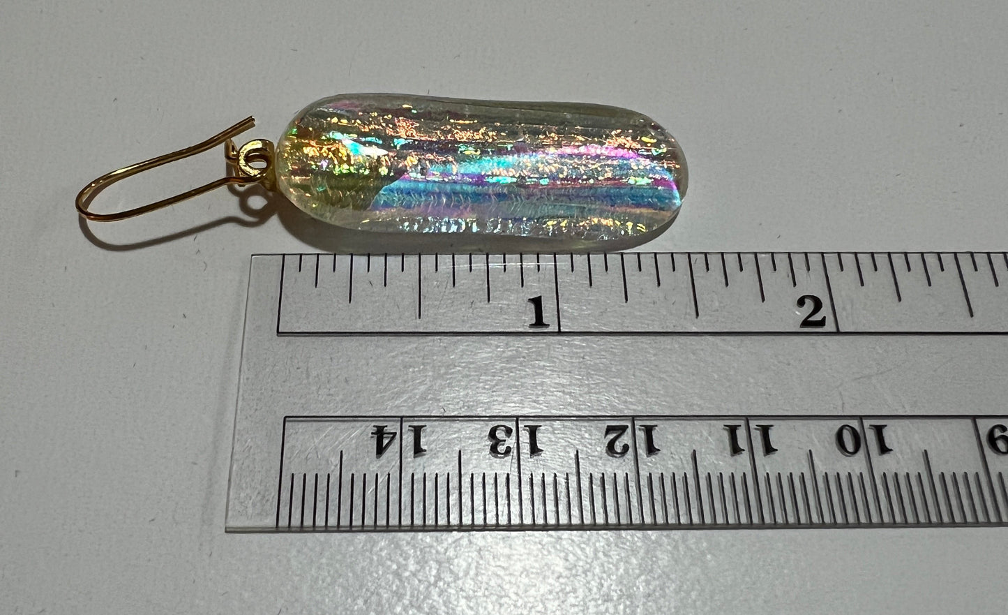 Fused Glass Earrings - Gold dichroic on clear glass