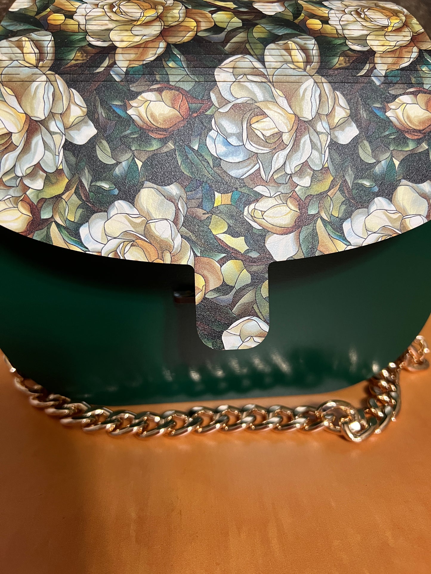 Special Occasion Purse - Sporran Style - White Floral with Green