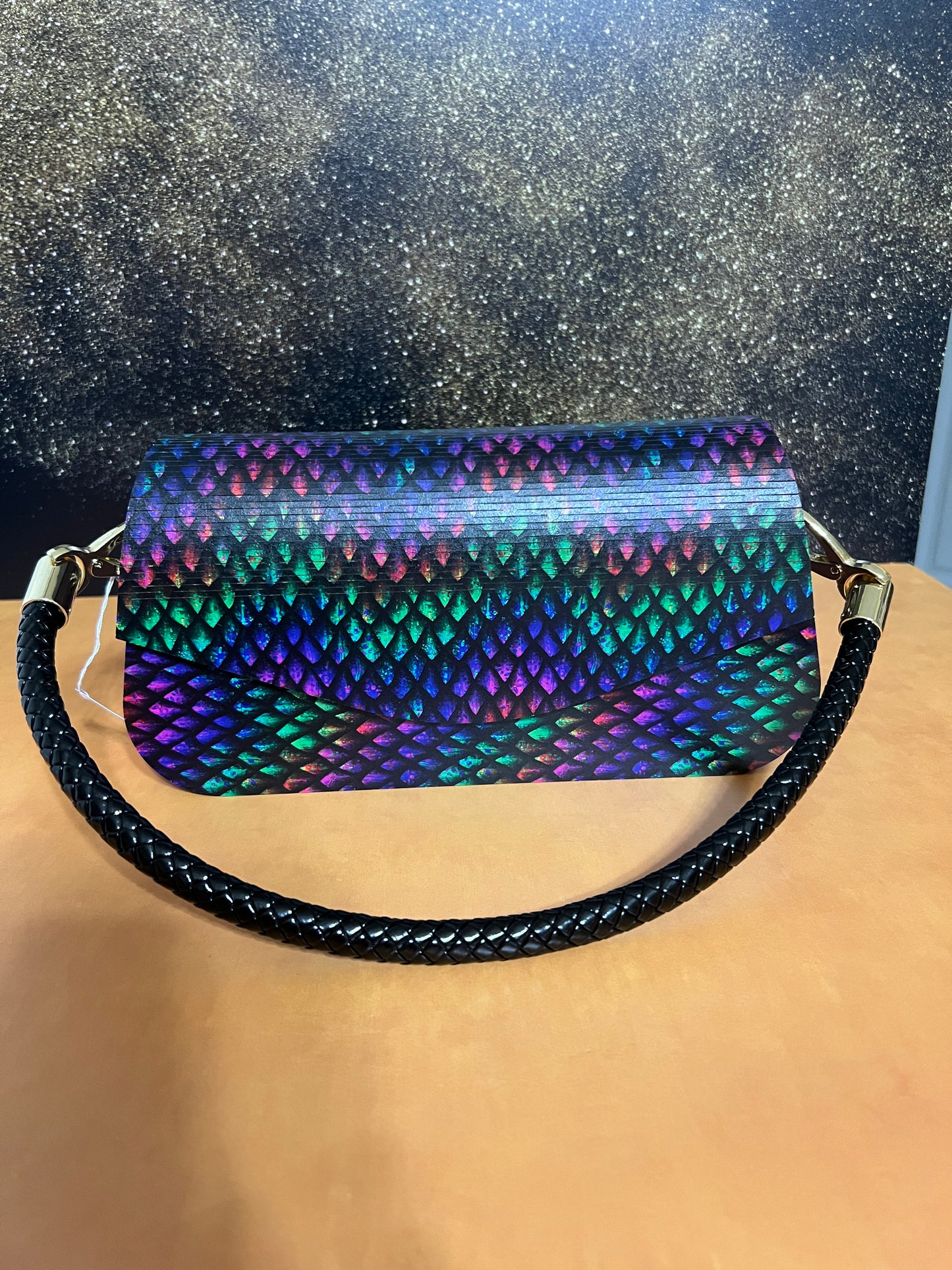 Special Occasion Purse - Angela Style - dragon scale pattern on purple base
