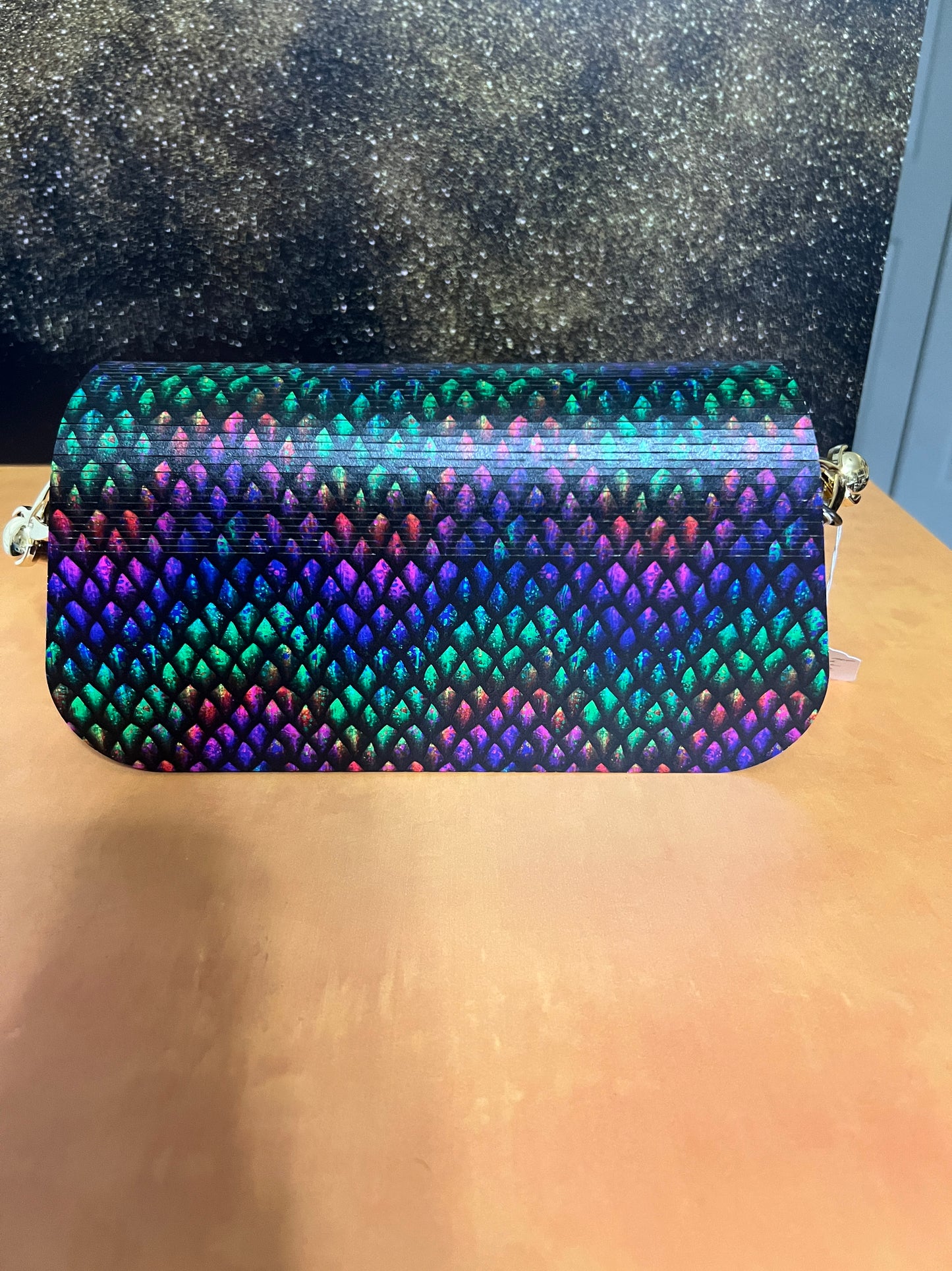 Special Occasion Purse - Angela Style - dragon scale pattern on purple base