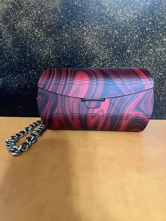 Special Occasion Purse - Clutch style - Red and Black swirl pattern
