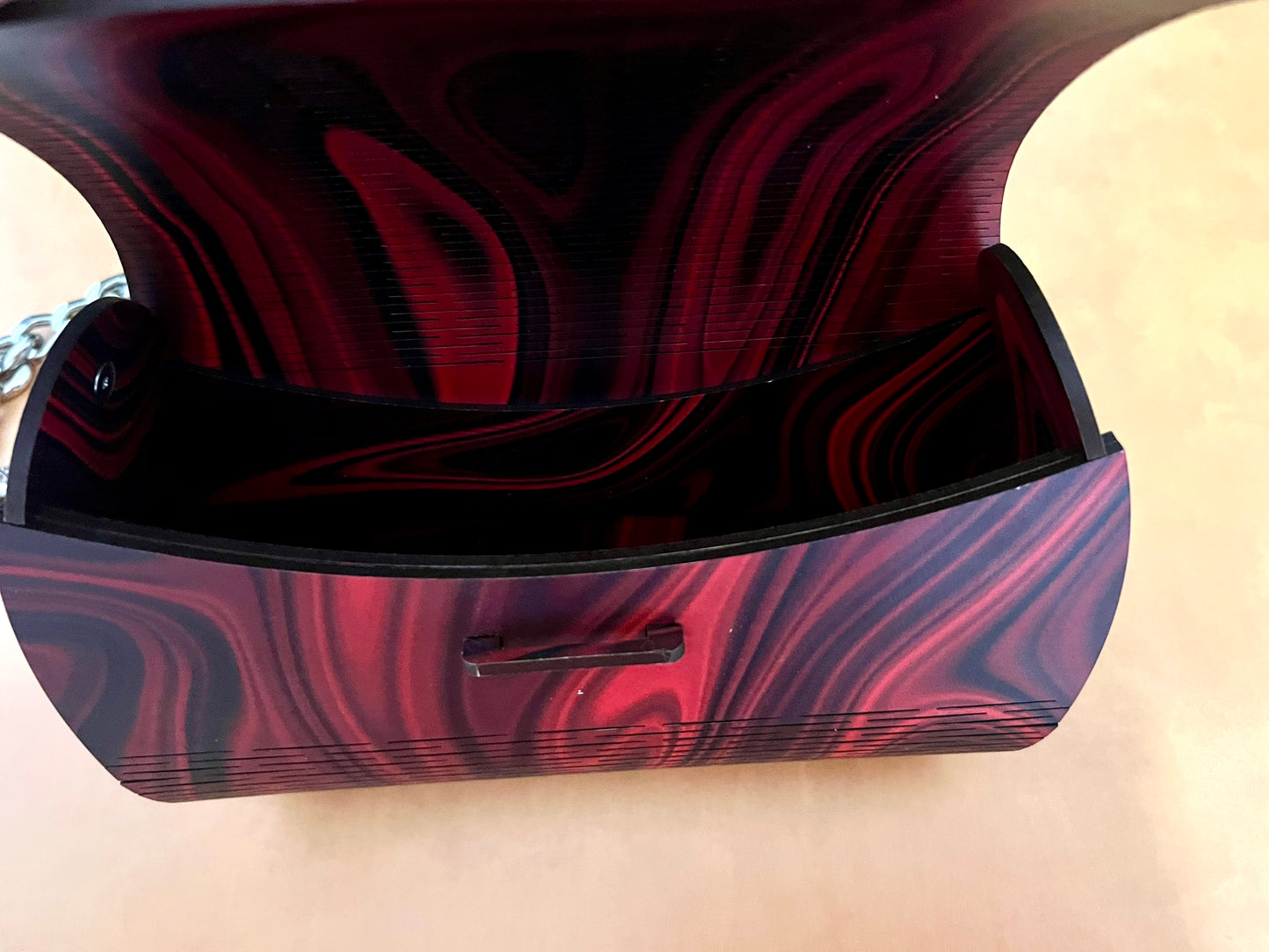 Special Occasion Purse - Clutch style - Red and Black swirl pattern