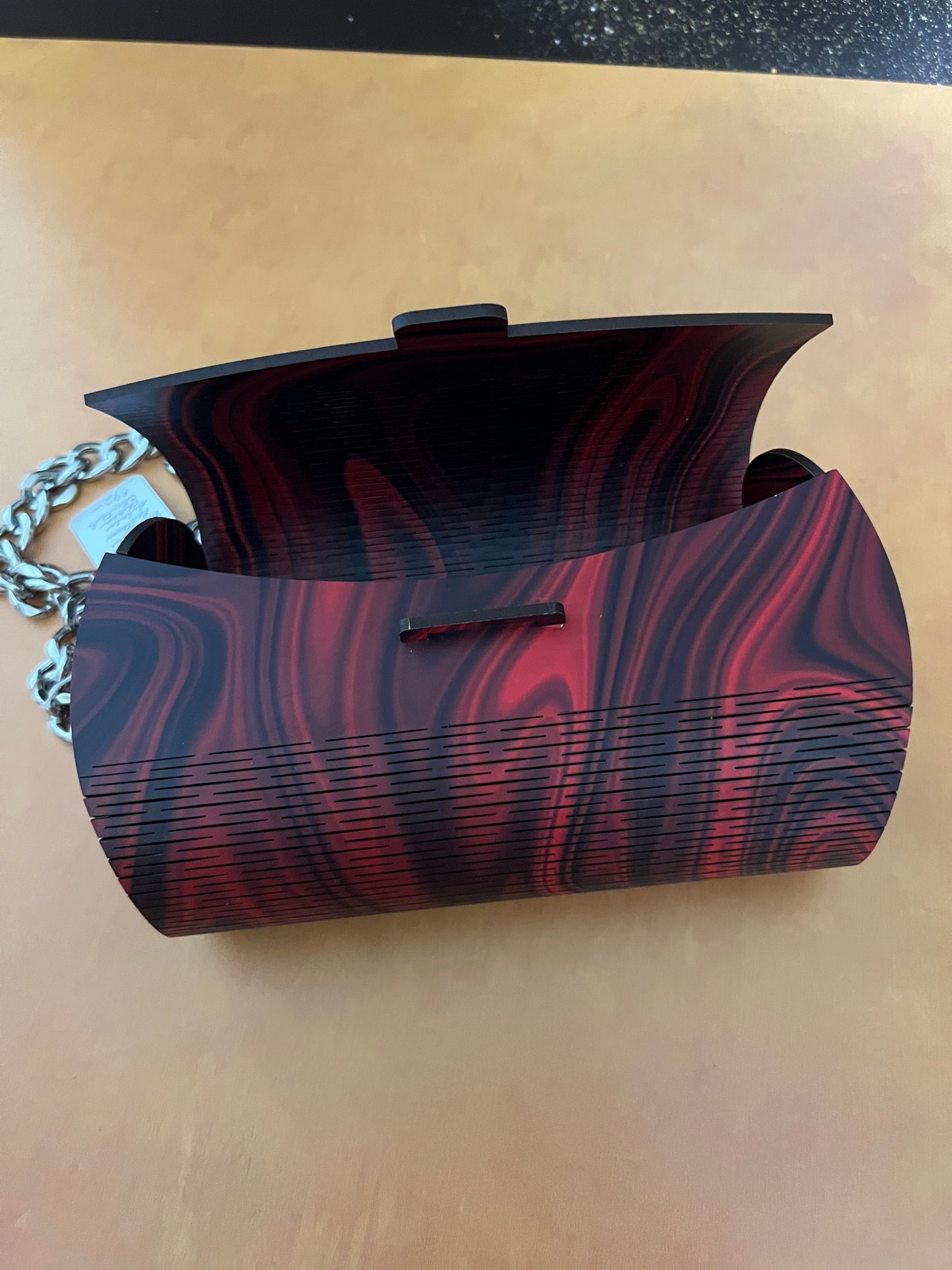 Special Occasion Purse - Clutch style - Red and Black swirl pattern