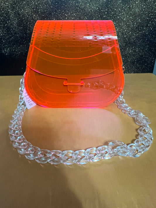 Special Occasion Purse - Sporran Style - See through neon pink/orange acrylic