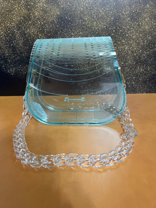 Special Occasion Purse - Sporran Style - Clear Acrylic - Sea Glass Tint