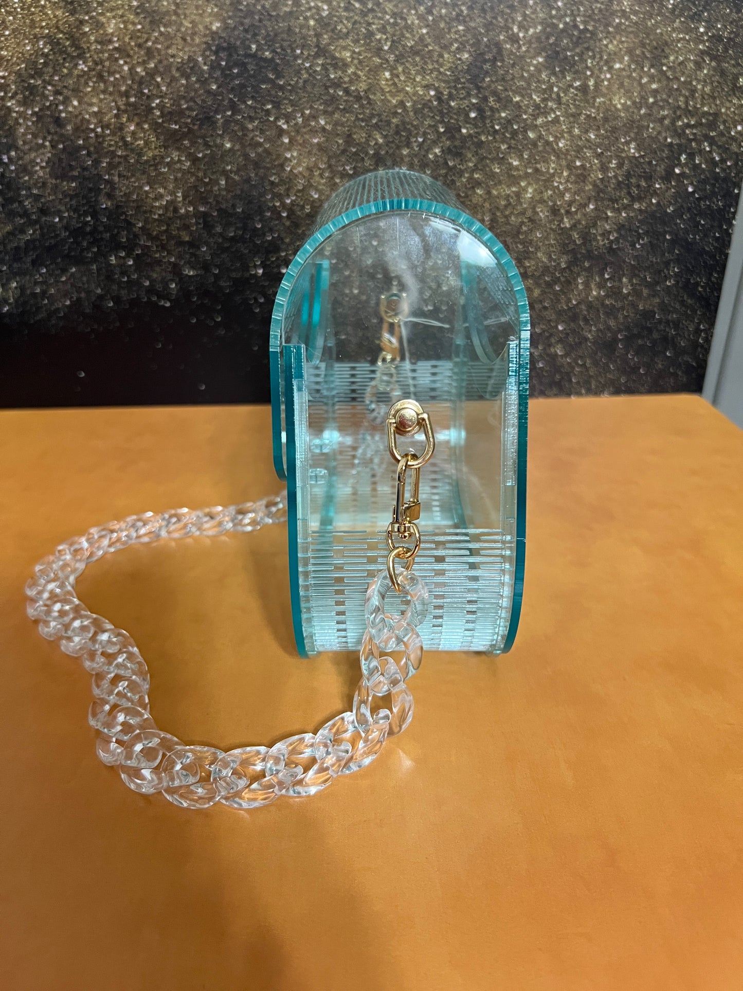 Special Occasion Purse - Sporran Style - Clear Acrylic - Sea Glass Tint