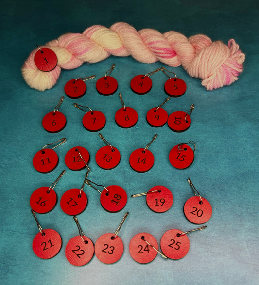 Advent Stitch Marker Set in Red